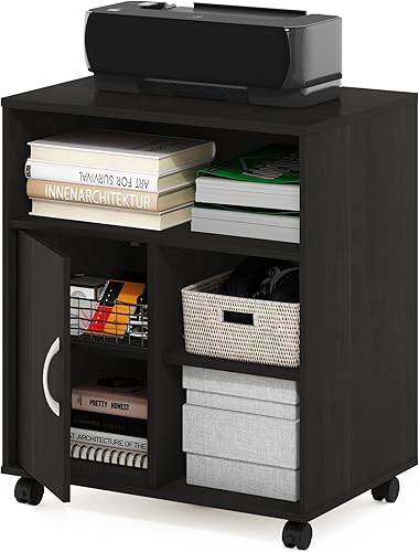 Furinno Econ Home Office - Soporte para impresora debajo del escritorio con ruedas, color expreso, gabinete Pino ámbar,Blackwood,Nuez