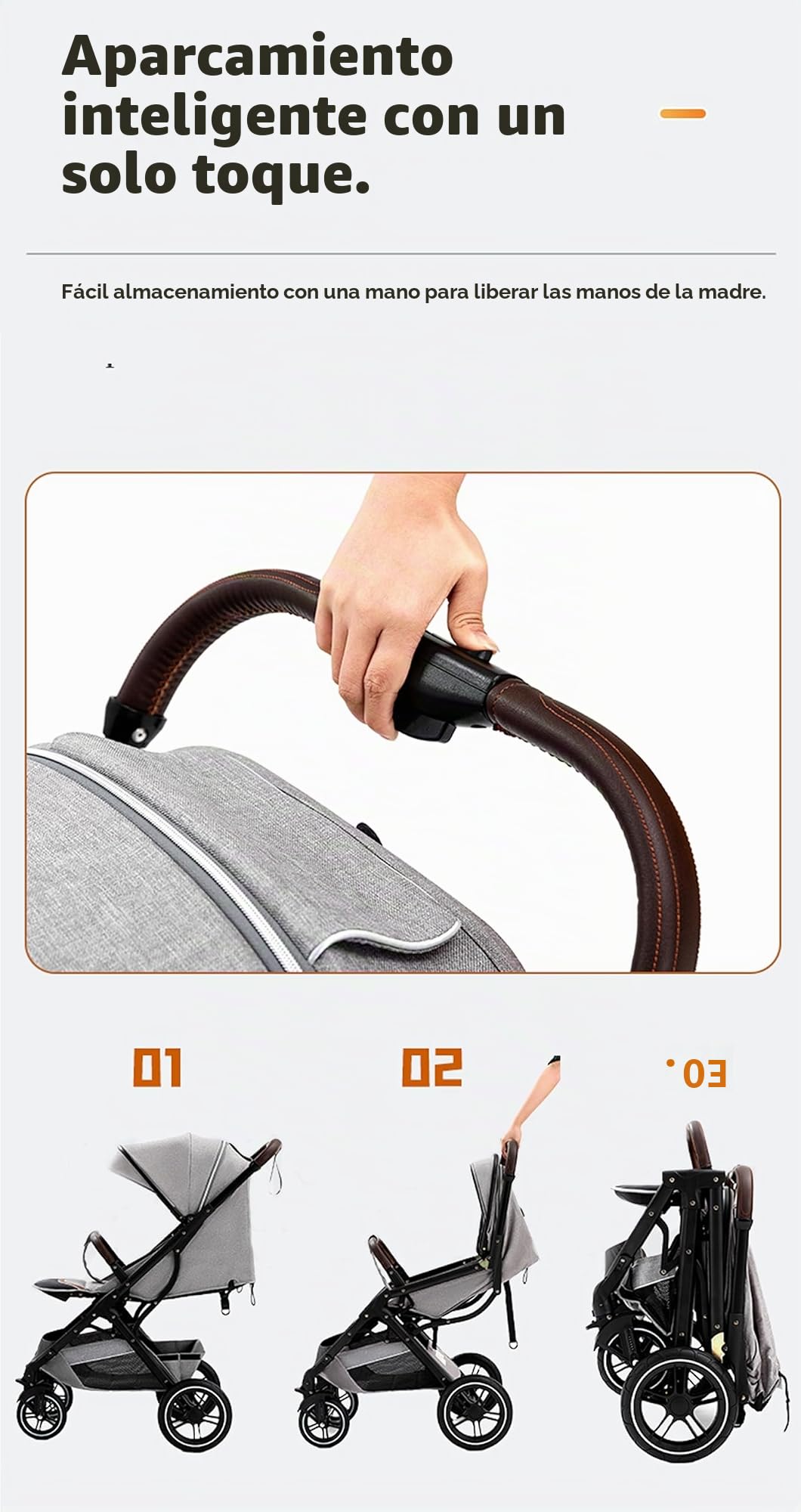 Silla de Paseo Ligera，Carrito，0-3 años，0-15 kg，Plegado con una sola mano，Ligero，8.5 kg，Cinturón de Seguridad de 5 puntos，Escudos de lluvia, mosquiteros, portavasos (Grey)
