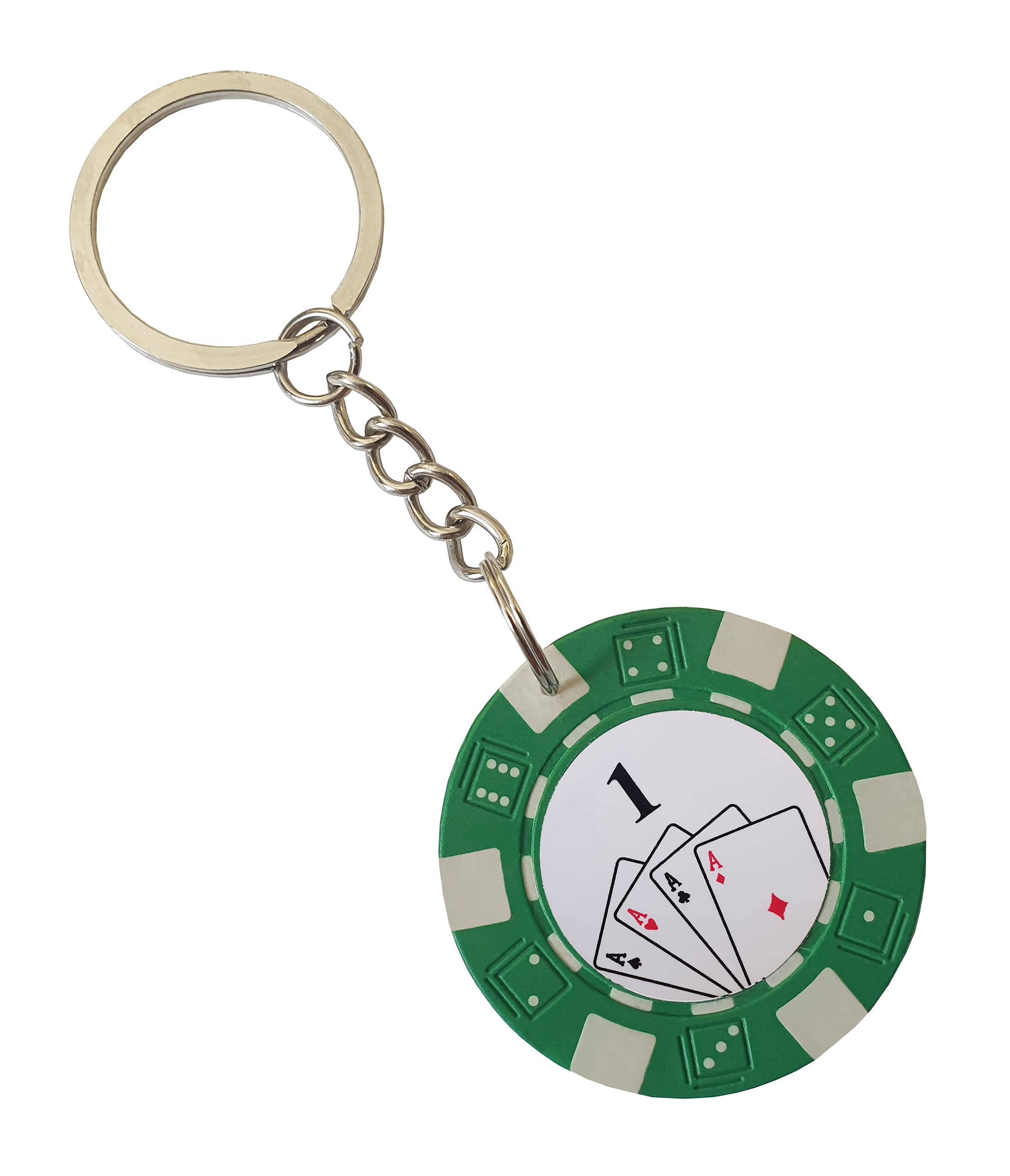 Komonee Poker Chip Green 50 Diamonds Key Ring Colourful Lucky Casino Gambling Chips Present Key Chain Numbered Keychain Novelty Lucky Charm Gift Keyring