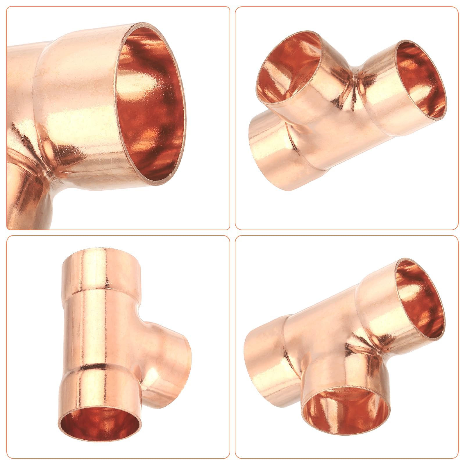 MACHSWON 5Pcs 0.31 inch Copper Tee Fitting, 8mm ID 0.8mm Thick High-Pressure Leak-Proof Tee-Shaped Pipe Connector for Plumbing & HVAC - Image 3