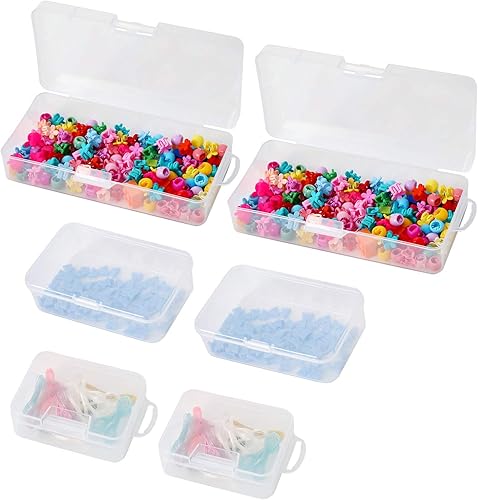 Miniatura 1 de 6 paquetes de caja de plástico transparente con bisagras para cinta Washi, joyas, cuentas, manualidades, aparejos de pesca, tornillos