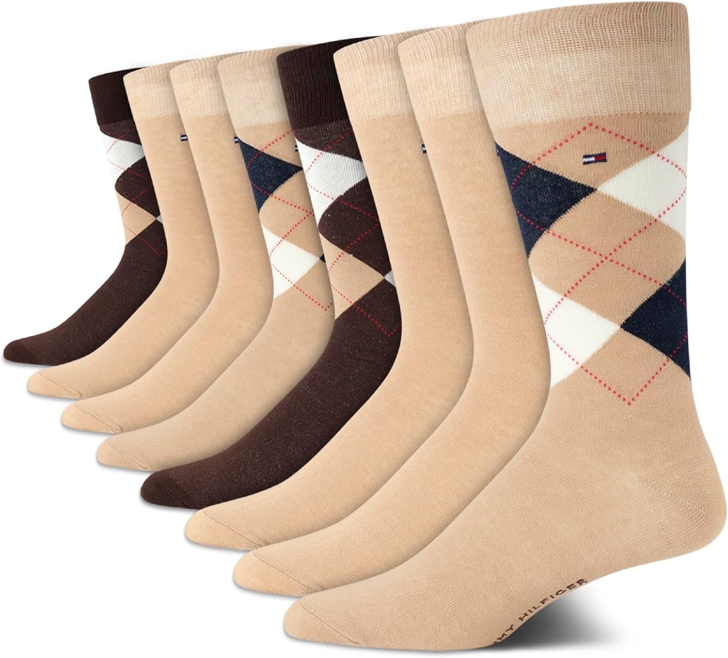 Tommy Hilfiger Mens Dress Socks - 8 Pack Lightweight Everyday Crew Work Socks for Men for Casual and Formal Wear