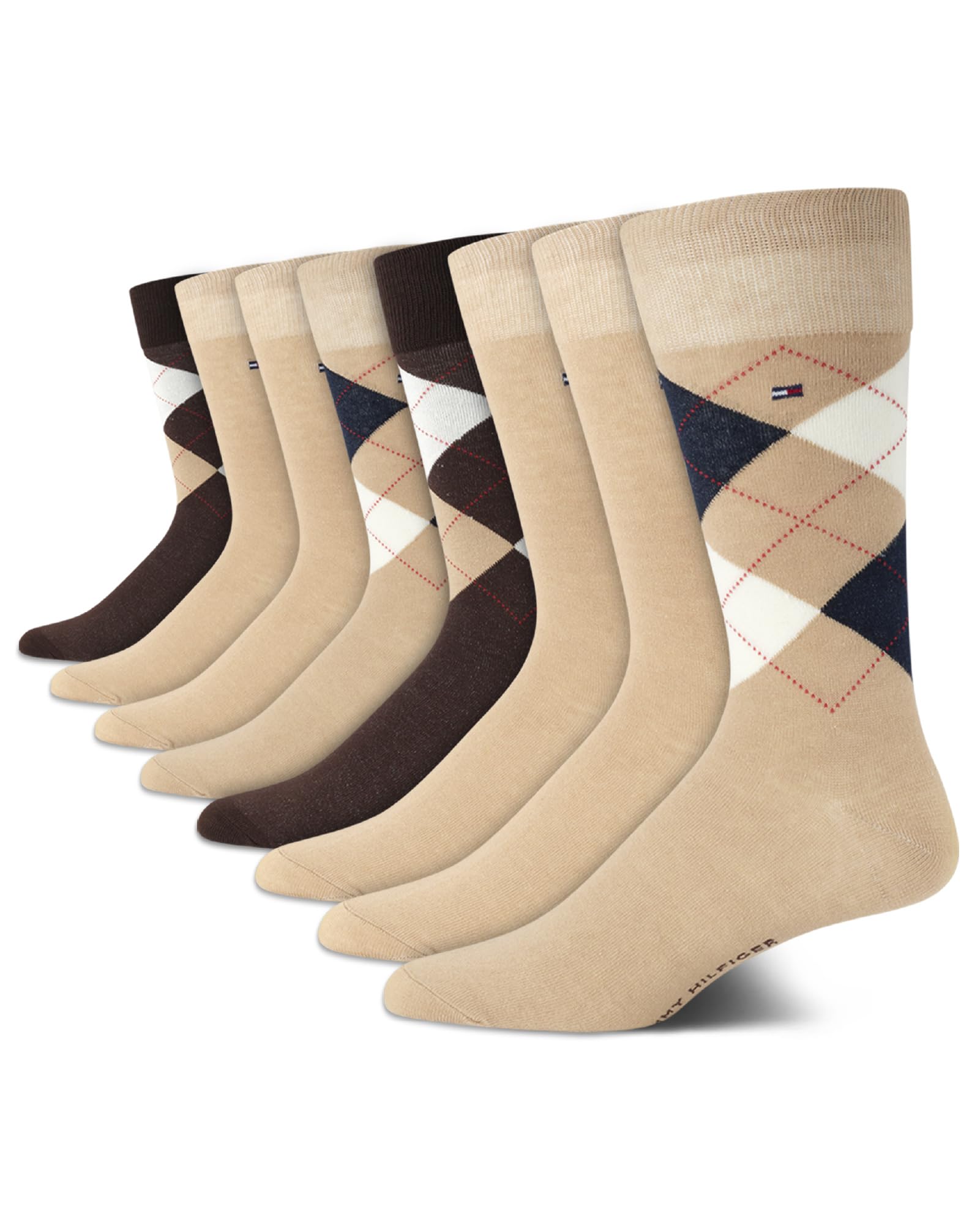 Tommy Hilfiger Mens Dress Socks - 8 Pack Stylish Crew Socks for Men, Breathable, Moisture-Wicking & Stretchable, Size 7-12