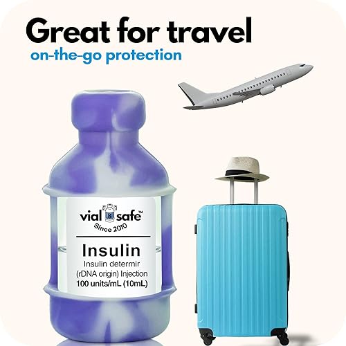 Miniatura 9 de VIAL SAFE Funda protectora de viales de insulina  Protector seguro de botella de insulina y cubierta para viales de 0.3 fl oz  Paquete de 2  Morado