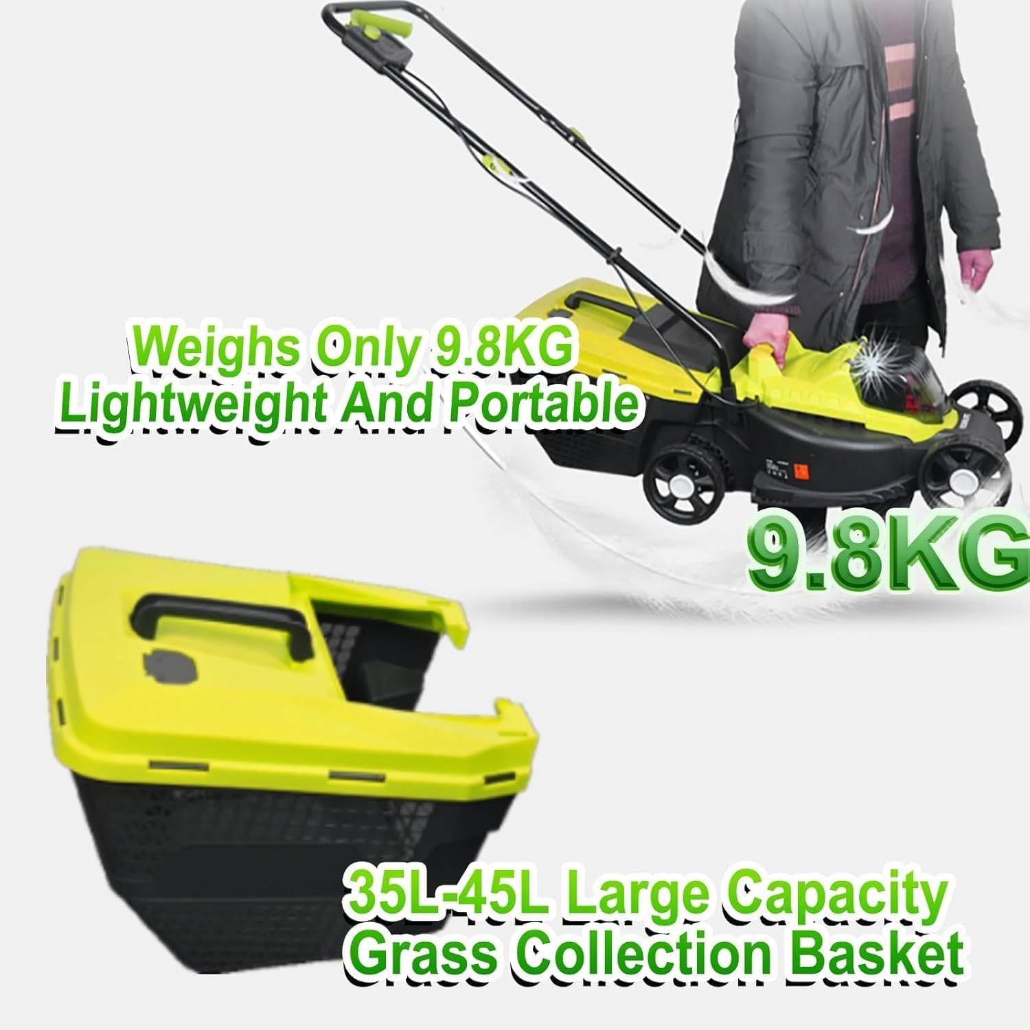 Escarificador eléctrico 2 en 1 con Potente Motor de 15 amperios, Bolsa recolectora de 57 litros, 3 Posiciones de Profundidad y Mango Plegable para césped y jardín.