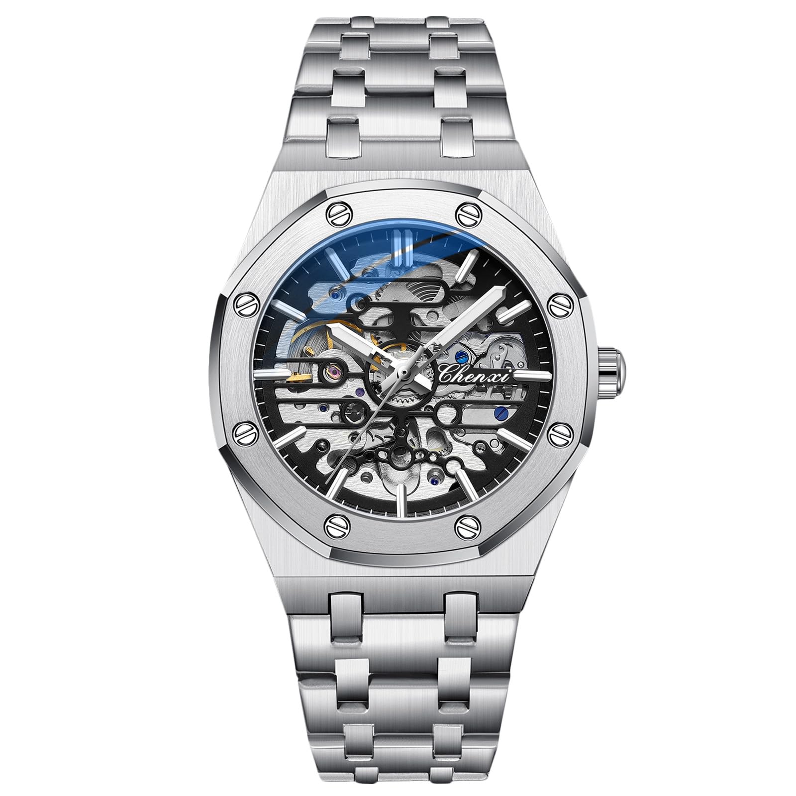 RORIOS Business Dress Men's Watch Automatic Mechanical Watch Luminous Watch with Stainless Steel Strap Self-Winding Wrist Watch