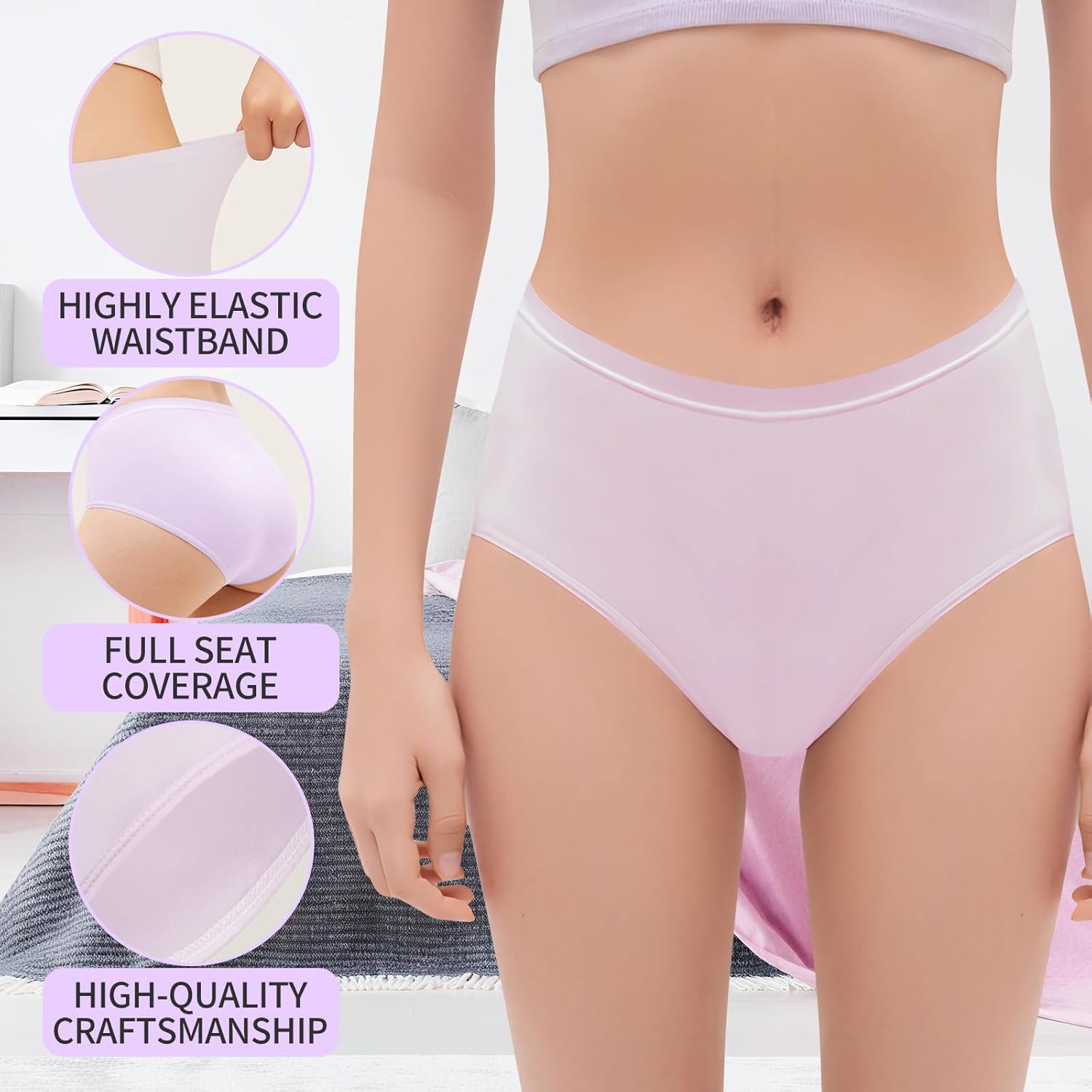 Women's Cotton Underwear 100 count (20 x 5 pack) Assorted Colors and Sizes S-XXL Soft Breathable Ladies Panties Multipack for Wholesale Homeless Donations - Image 5