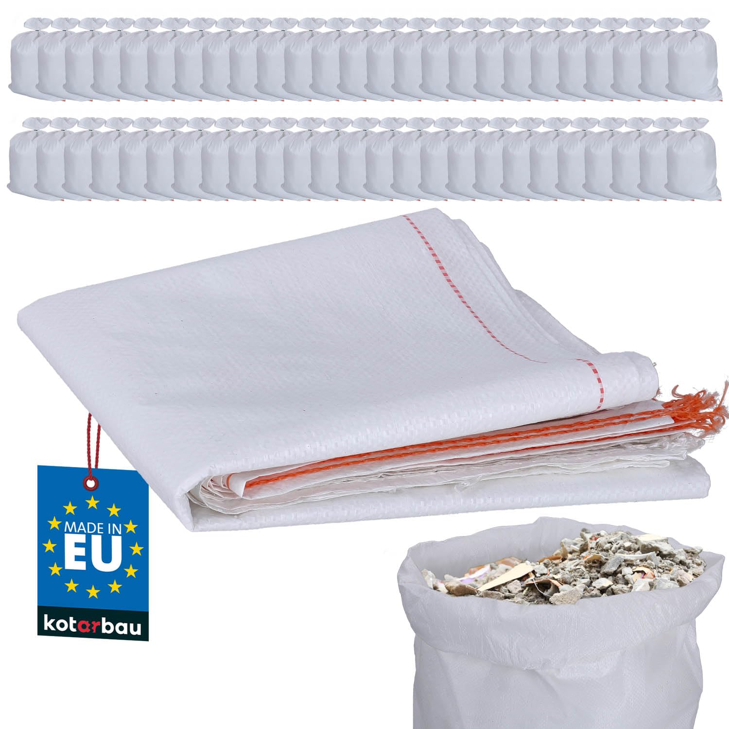 KOTARBAU® Set of PP fabric bags x cm x kg heavy duty fabric bag white (set of 50, 55 x 80 cm)