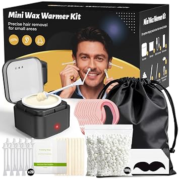 Nose Wax Kit Men Nose and Ear Hair Removal Kit with Smart Temperature Control & USB C Fast Heating, Nose Hair Wax Kit Includes 100g Hard Wax Beans 20 Sticks & Travel Bag | Lasts up to 7 Weeks 15 Uses