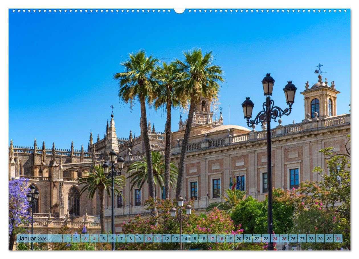 Sevilla - Unterwegs in Spanien (hochwertiger Premium Wandkalender 2026 DIN A2 quer), Kunstdruck in Hochglanz: Unser exquisiter Sevilla-Kalender ... andalusische Stadt. (CALVENDO Orte)