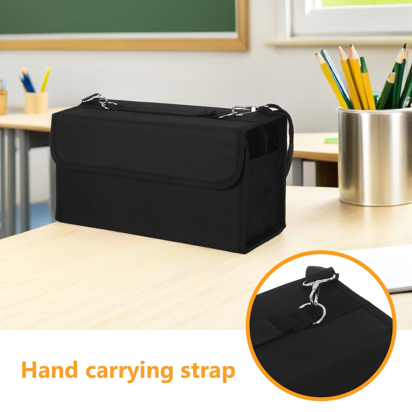 Ipetboom Astuccio Nero Portatile 80 Scomparti Porta Pennarelli | Tracolla Regolabile Staccabile, Maniglia per Trasporto, Spazio per Art Markers e Cosmetici