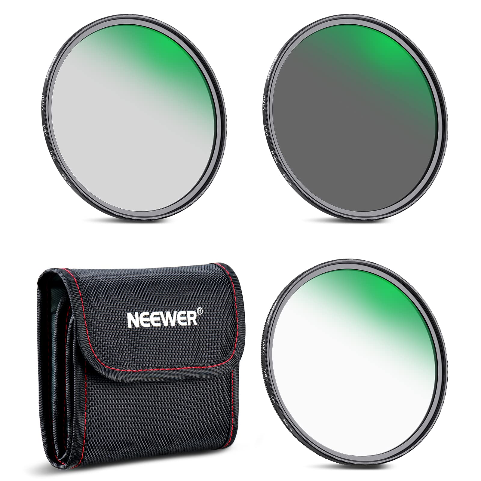 NEEWER 82mm Lens Filter Kit ND8 ND64 CPL Filter Set, Neutral Density+Circular Polarizer Filter Kit with 30 Layers Nano Coating/HD Optical Glass/Water