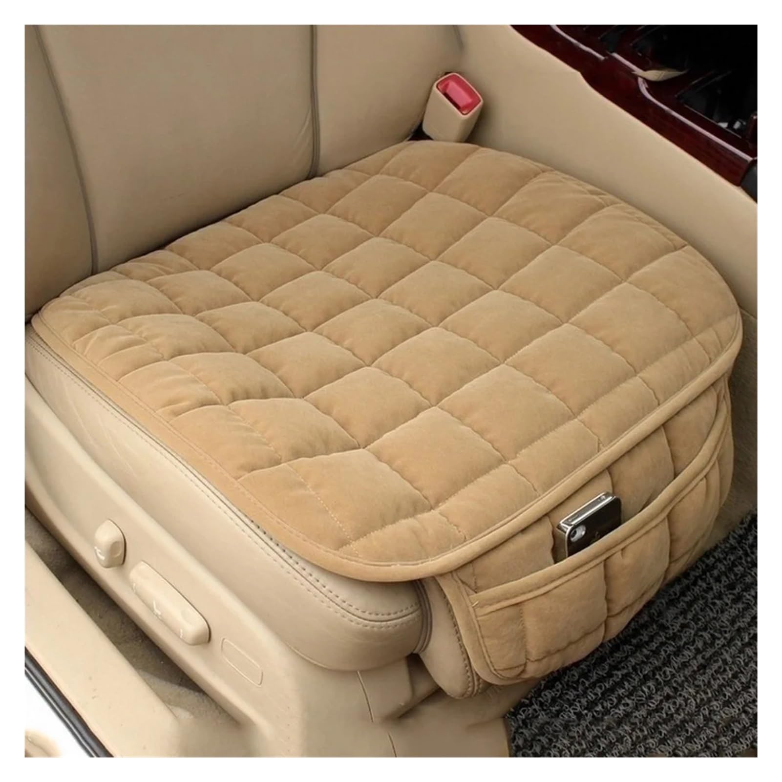 Vekoro Universal Cushion Anti-slip Front Chair Seat Breathable Pad Car Protector(Beige)