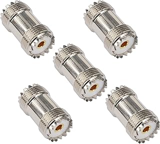BOOBRIE 5PCS UHF Female to Female SO239 Barrel Coax Connector UHF SO-239 RF Coaxial Adapter UHF Double Female Coupler Joiner for CB Ham Radio WiFi Antenna Broadcast SWR Meter
