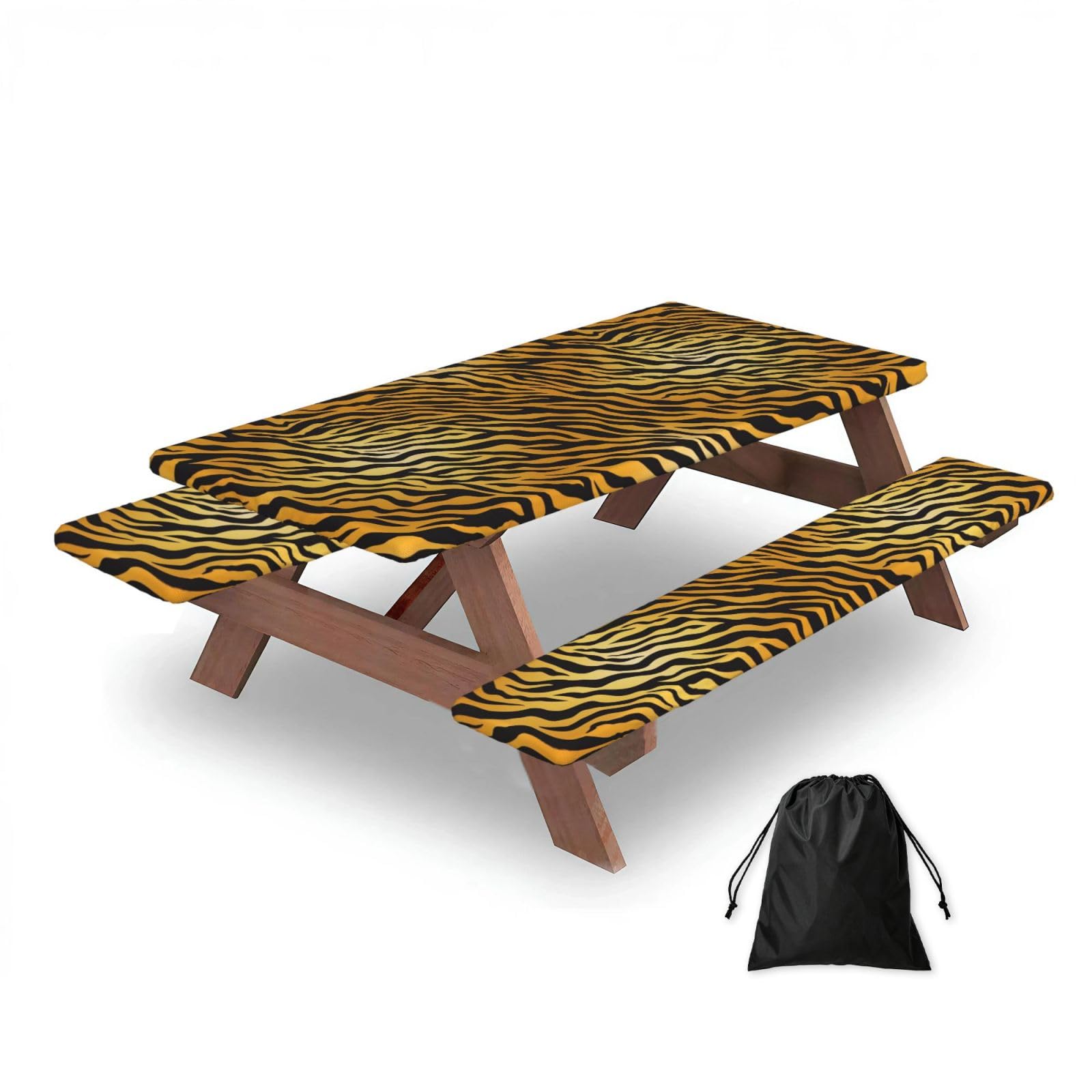 Dopklna As Picture Sunset Horse Animal, Picnic Table Cover With Bench Covers -Waterproof Elastic Fitted Tablecloth For Garden Camping Patio 76X152cm