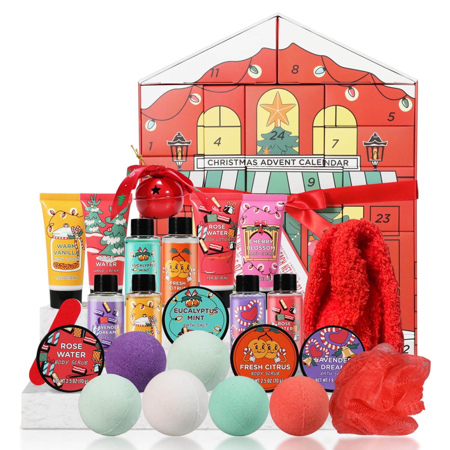 Calendario de Adviento 2025, regalos para mujeres, 24 piezas, regalos de baño y spa corporal, cuidado personal, calendario de Adviento, kit de cuenta regresiva para mujeres
