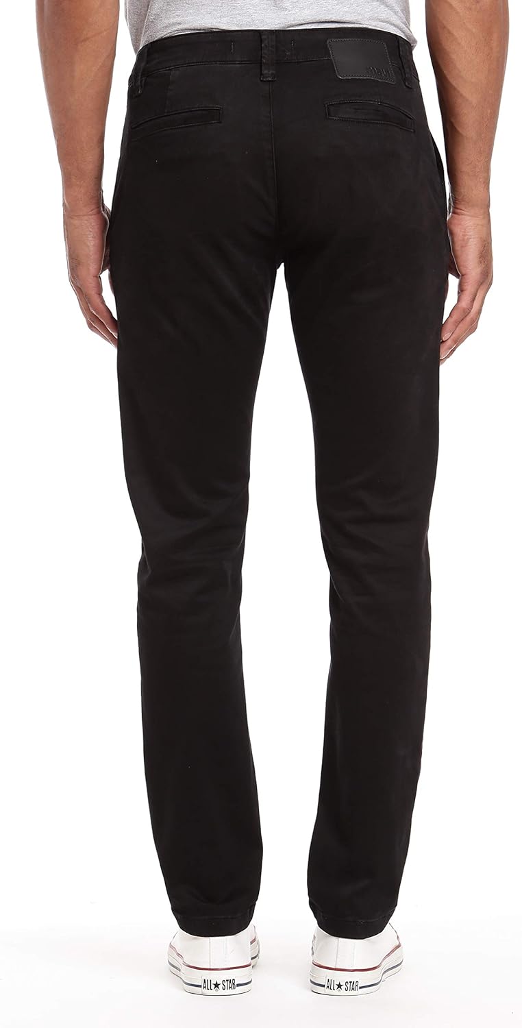Mavi Men's Johnny Regular Rise Slim Leg Chino Pants, Black Sateen Twill 34 x 30