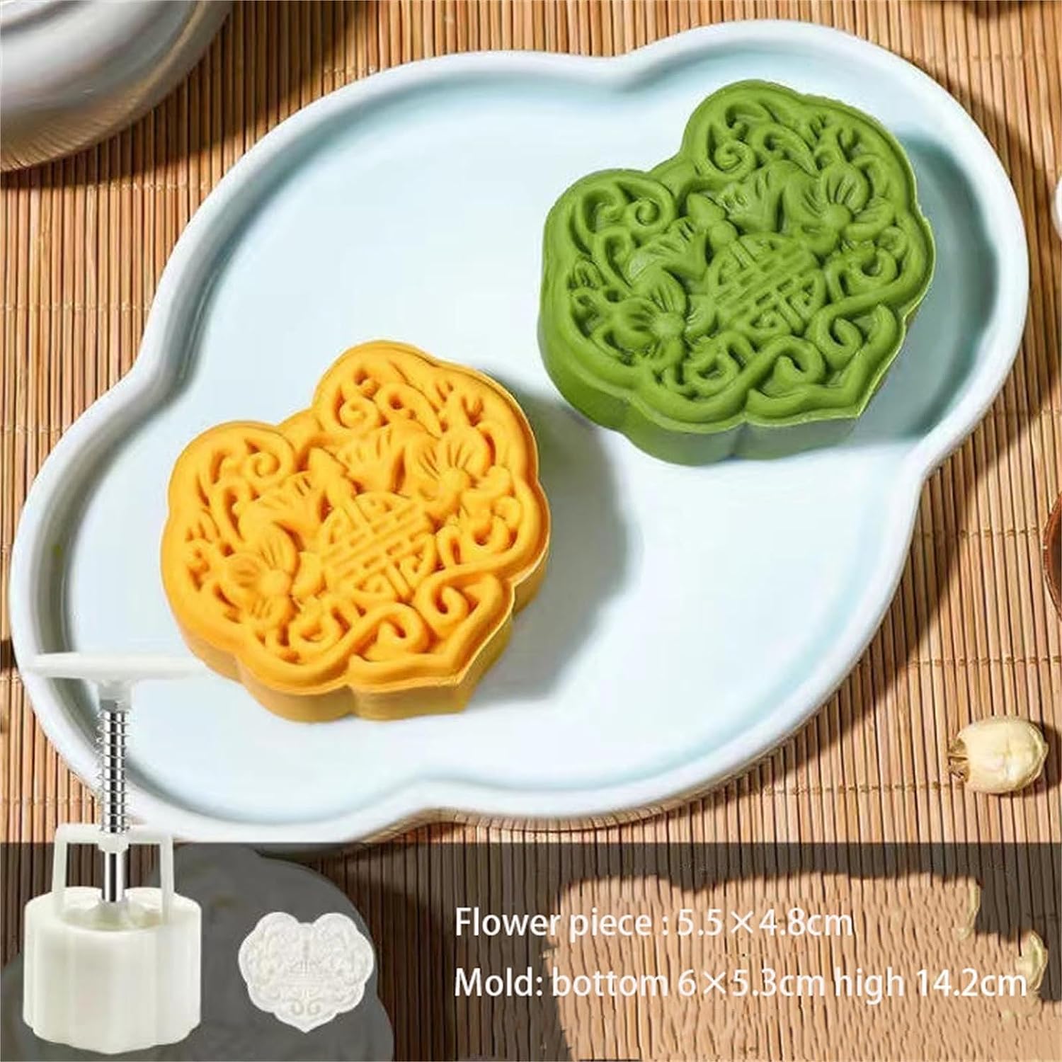 moule à gâteau de lune Moule à gâteau de lune à pression manuelle, moule à gâteau de lune chinois, moule à gâteau de lune en forme de serrure Ruyi, outils de cuisson de gâteau de lune à pression manue