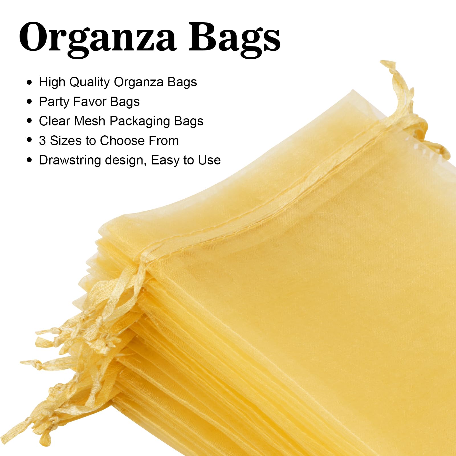 50-Pack Gold Organza Bags 5x7 Inches - Drawstring Gift Bags For Wedding Favors & Jewelry
