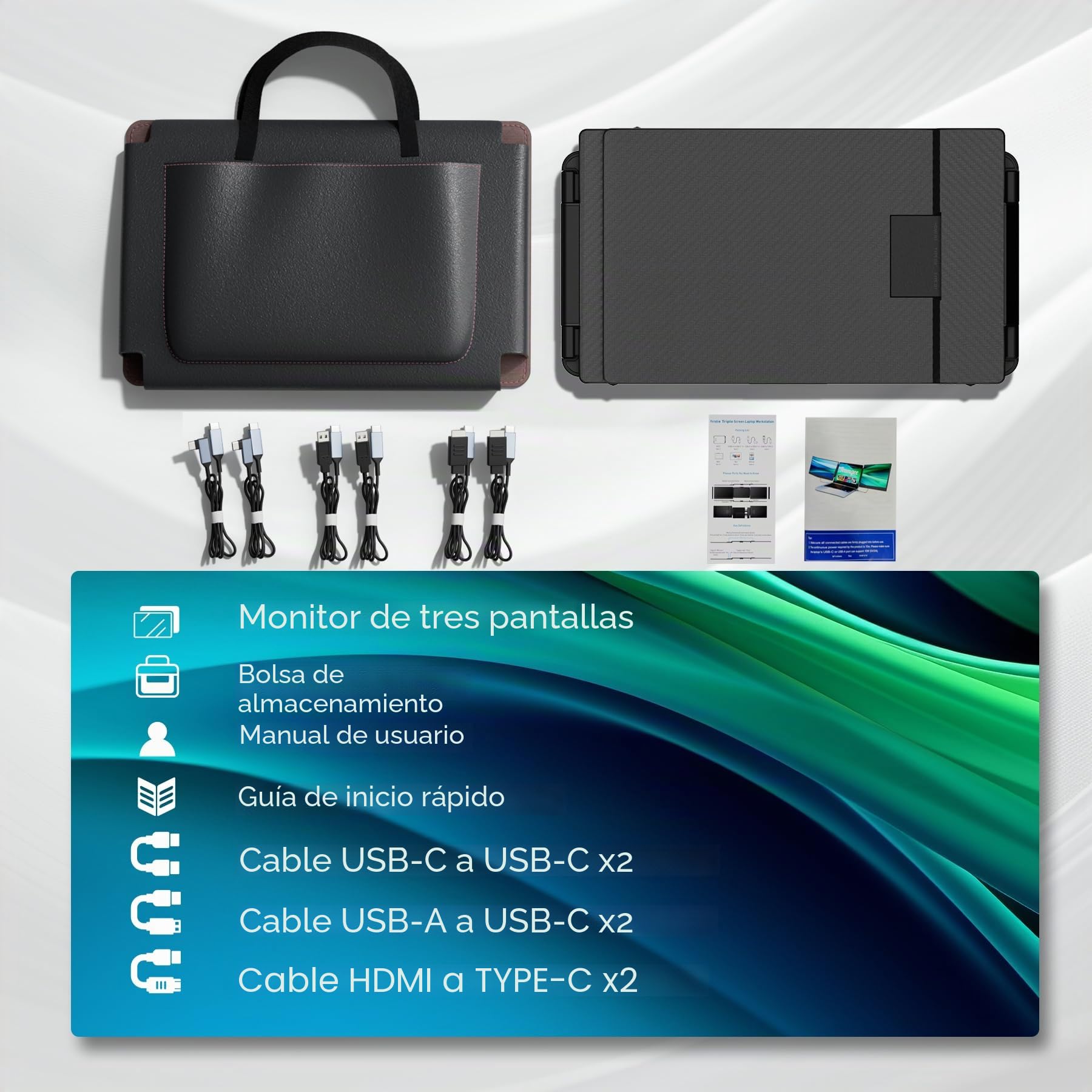 Teamgee Monitor Portátil 14”, Extensor de Pantalla FHD IPS para Laptop con Soporte Plegable de 90°/Altavoces Duales, Extensor Pantalla Portatil para 13"-18" para Mac, Wins, Android, Dex