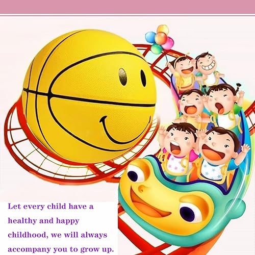 Miniatura 3 de MINDCOLLISION Balón de baloncesto de cara sonriente, piel sintética que absorbe la humedad, suave, buen agarre, entrenamiento y competencia en