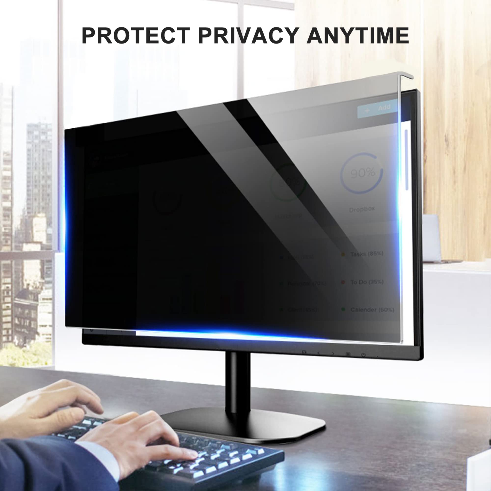 Pellicola protettiva per la privacy dello schermo del computer da 20-27 pollici, anti-luce blu, antigraffio, antiriflesso, rimovibile, universale, per la privacy, tipo appeso(22 pollici/490x317 mm