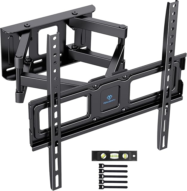 PERLESMITH TV Wall Bracket, Swivel Tilt TV Mount for 26-65 Inch Flat & Curved TV up to 45kg, Max. VESA 400x400mm