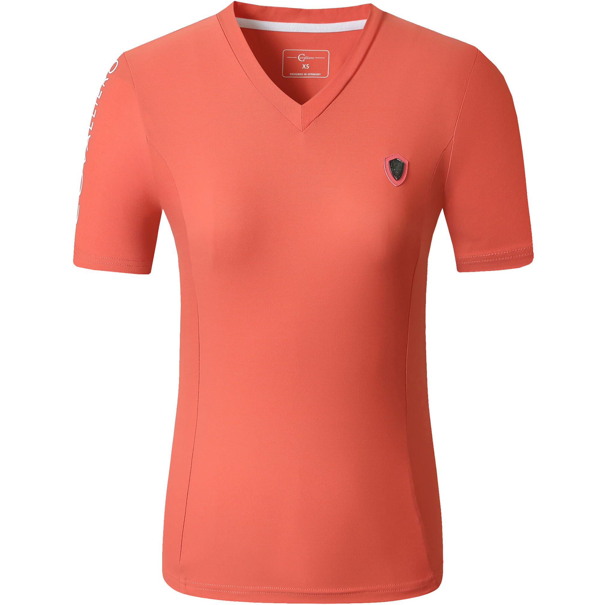 Covalliero - Damen T-Shirt – Kurzarmshirt mit V-Ausschnitt – Reitshirt aus Piquéstoff – atmungsaktiv & taillierter Schnitt – Sport Shirt – Reitbekleidung in vielen Farben & Größen