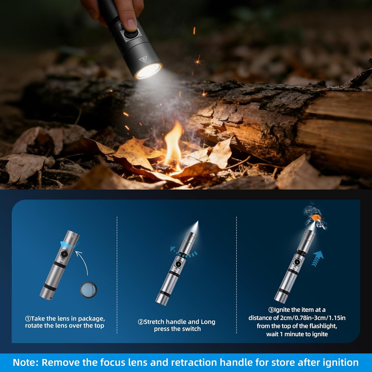 LED Super Bright Rechargeable High Lumens Flashlight,Zoomable,Fire Starting,2600lm Waterproof Tactical Flash Light for Camping Essentials,Outdoor and Home,Gift