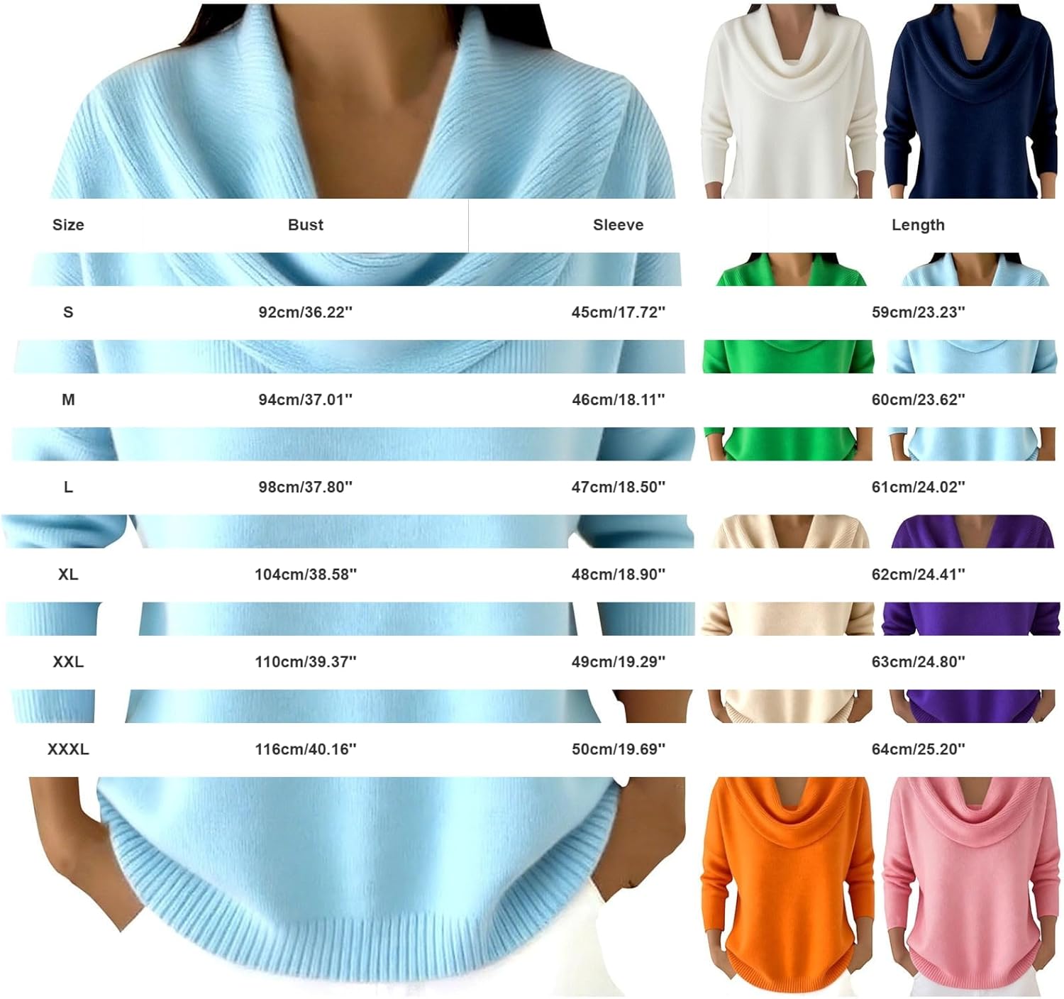 Cozy Sweaters for Women Knit Spring Winter Clothes Casual Loose Pullover Fashion Cowl Neck Long Sleeve Trendy Tops - Image 3