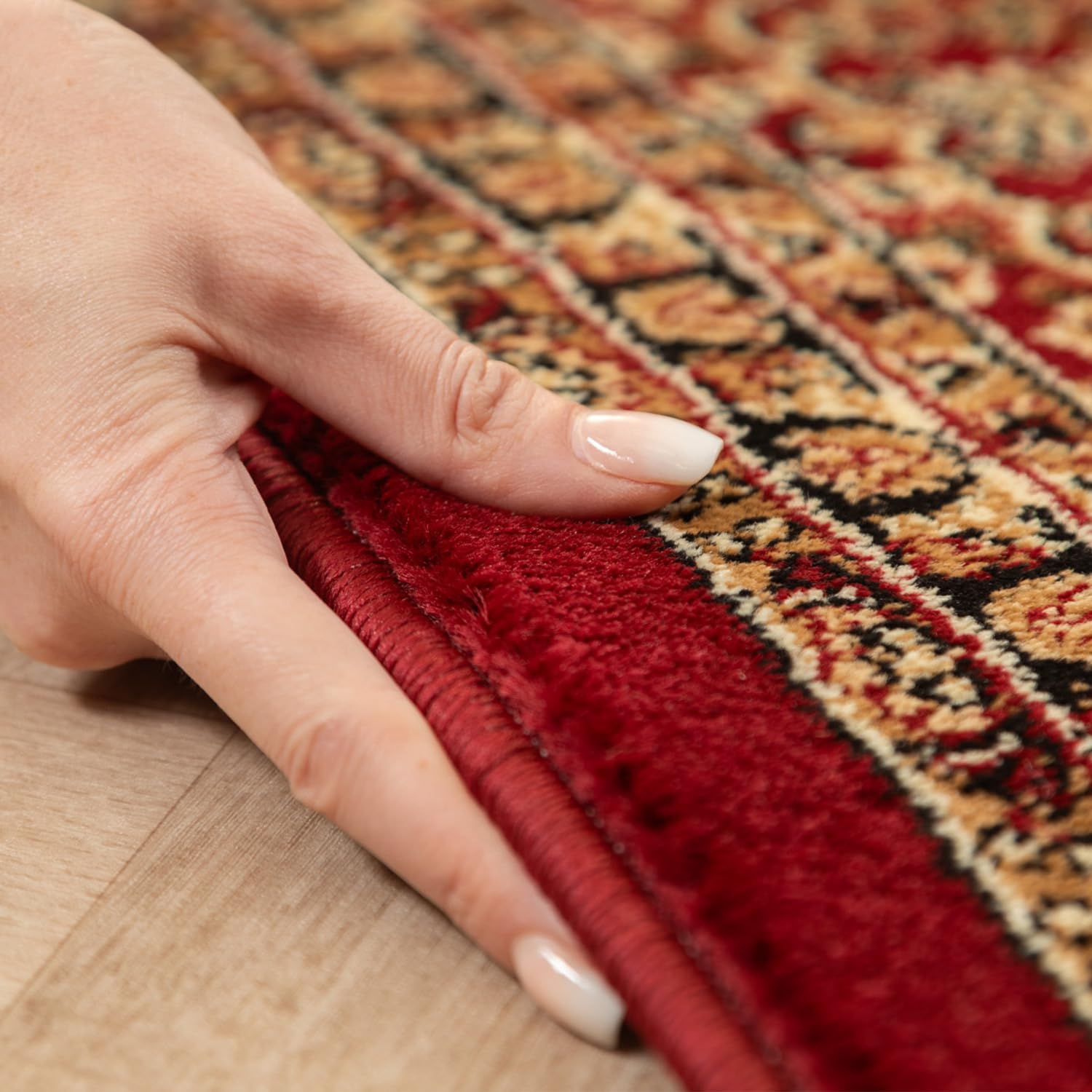 Carpettex Kurzflor Orientalischer Teppich - Klassisch Optik Webteppich Rot 120 x 170 cm - Vintage Wohnzimmerteppich Schlafzimmer Weich Waschbar Küchenteppich