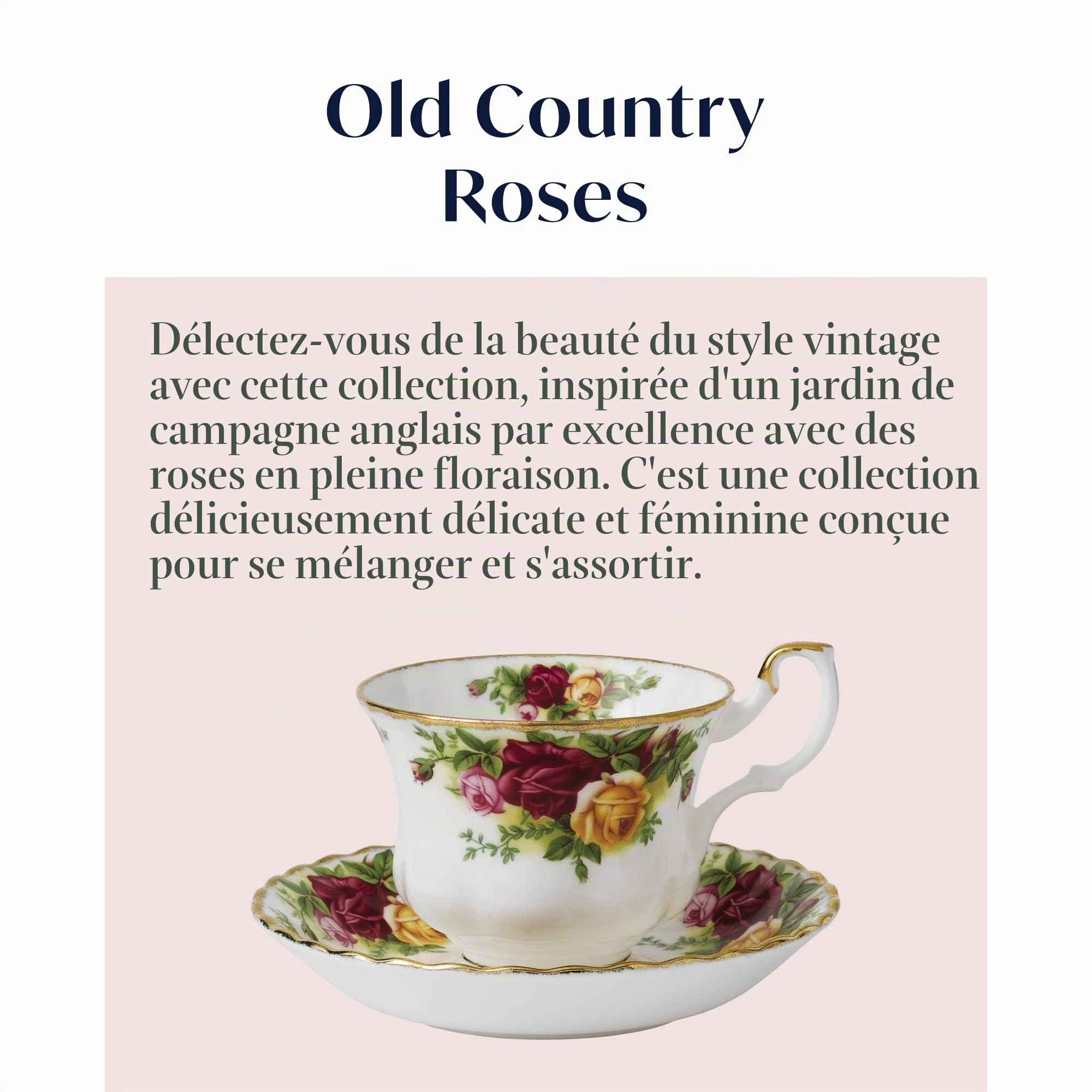 Royal Albert IOLCOR04698 Old Country Roses Lot de 2 Tasses à thé en Porcelaine Anglaise Motif Floral
