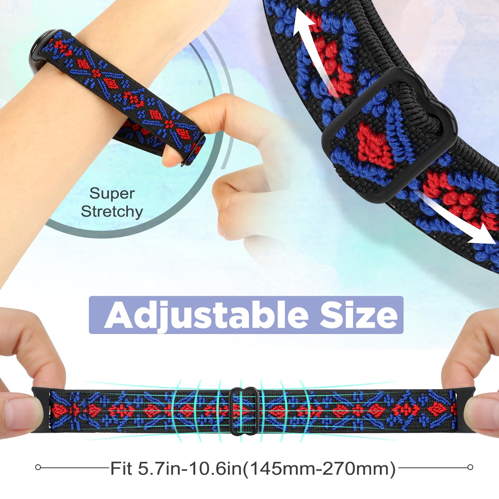 Runostrich Elastic Nylon Watch Strap Compatible with Xiaomi Smart Band 10/9/8 Sports Strap Soft Watch Band Adjustable Replacement Band for Women Men - Image 3