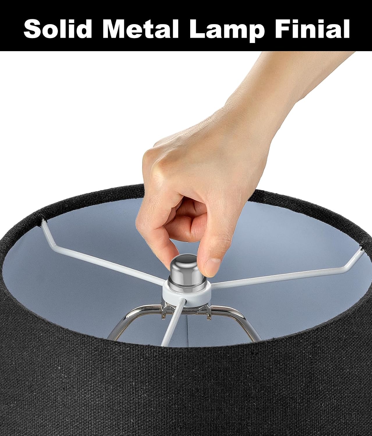 Lamp Harp 8 Inch, 2 Set [Heavy Duty] Lamp Harp Holder with Lamps Finial Caps and 3/8 Standard Saddle + E26 Light Base for Table and Floor Lamps (Silver)