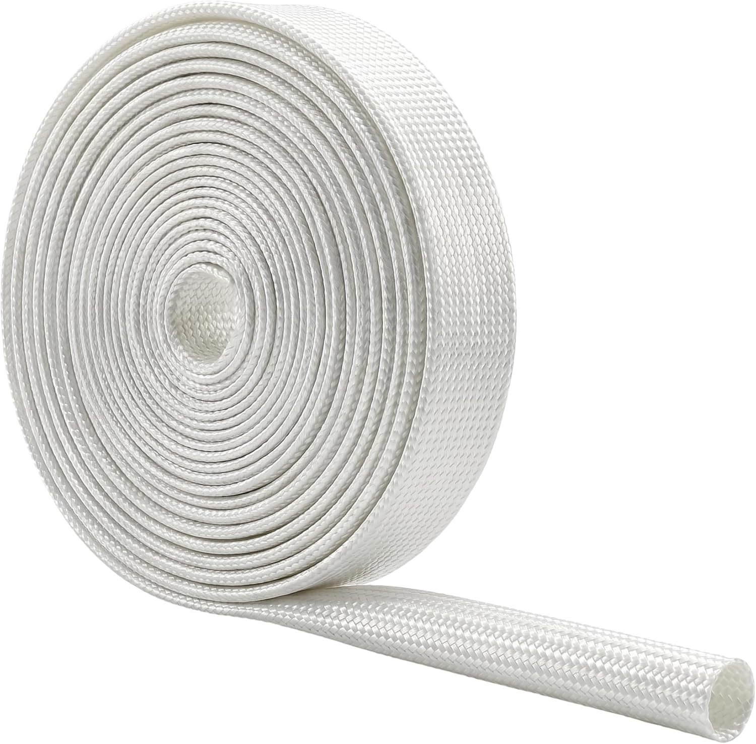 9.8Ft 1.5mm Heat Sleeve Fiberglass Wrap Shield Sleeve, Adjustable High Temp Fiberglass Sleeve Wire Fuel Line Heat Shield Roll for Electrical Devices Motors Auto Wires (3M White)