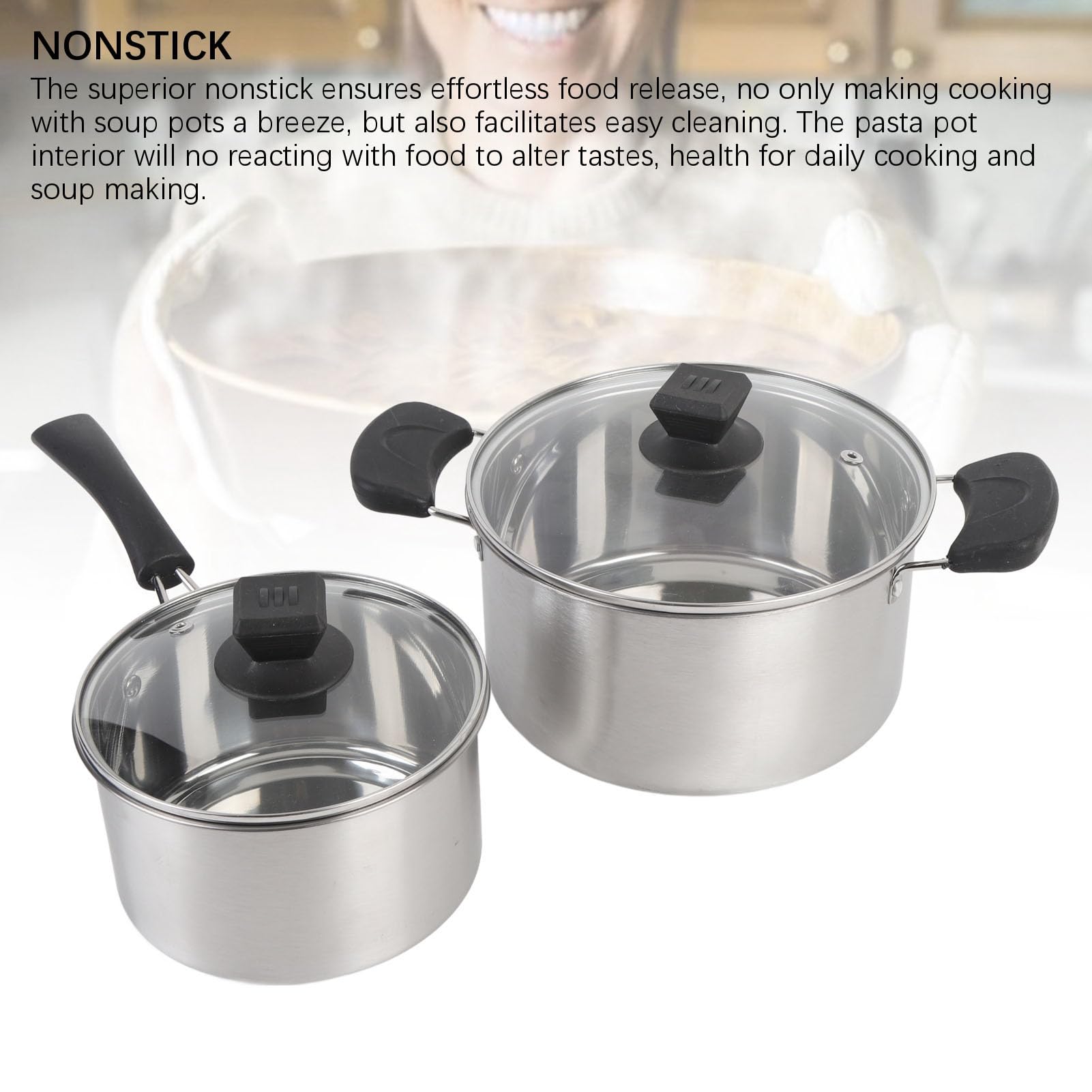 Fabater Antihaftbeschichtetes Edelstahl-Milchtopf-Sauce-Kochtopf-Set für das Tägliche Kochen. Leicht zu Reinigender Suppentopf für Hobbyköche