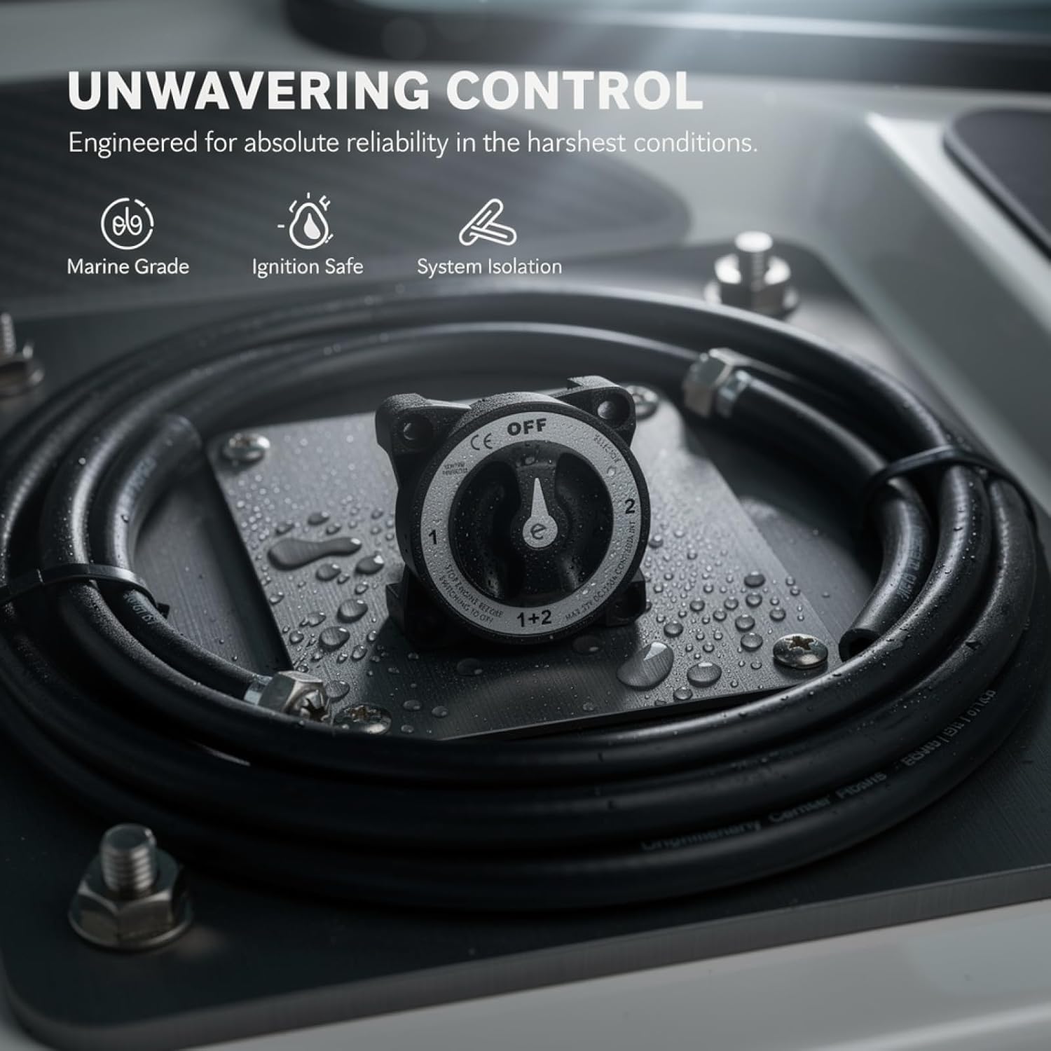 32V 350A Marine Battery Selector Switch, 4-Position Master Power Disconnect, Waterproof with Ignition Protection, Ce Certified for Boats, Cars, Rvs