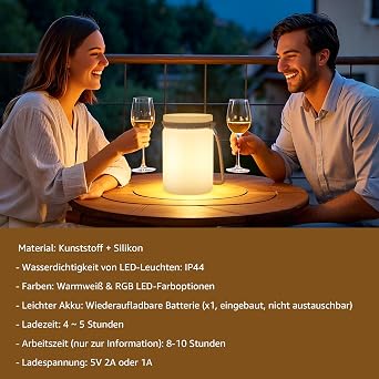uuffoo Cordless Outdoor Table lamp with Remote