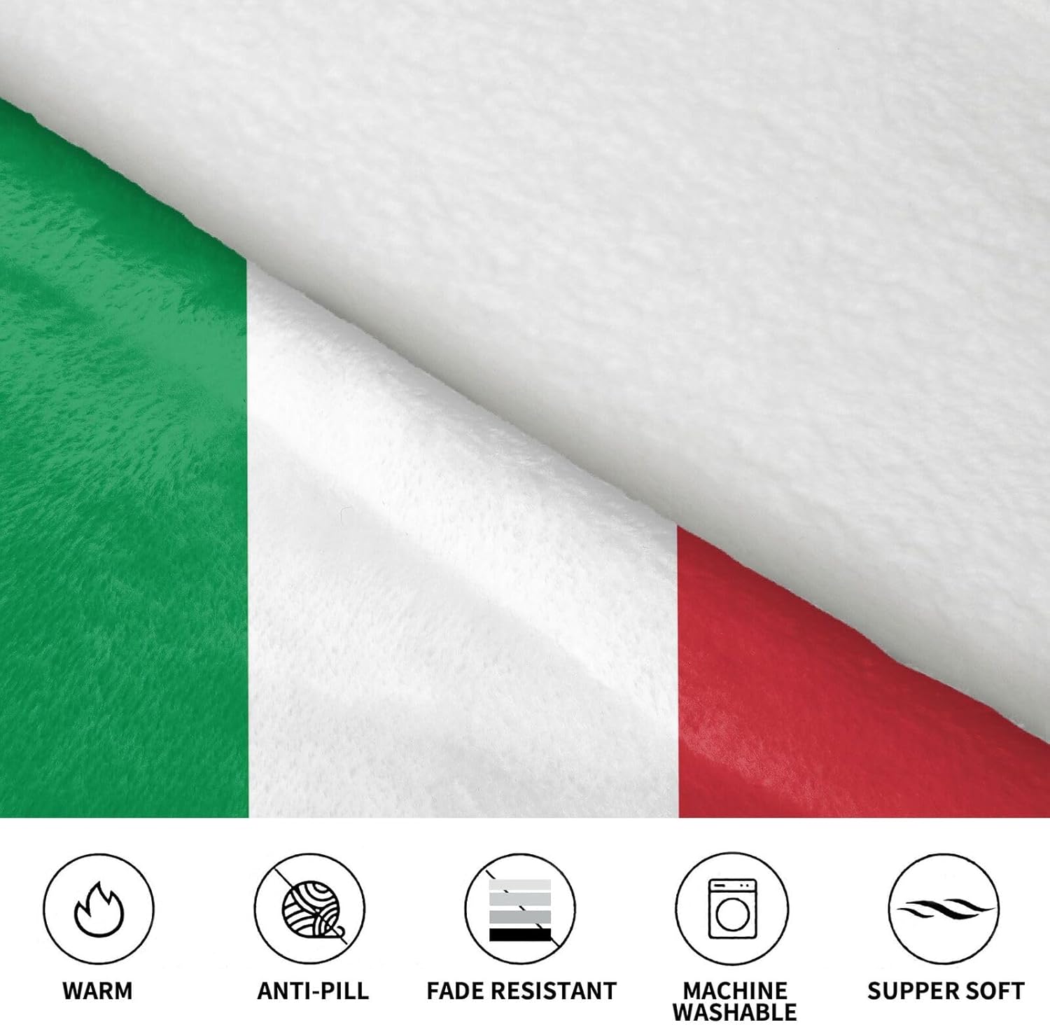 MUSM Italy Flag Print Blanket Hoodie Fleece Sweatshirt Blanket With Sleeves And Pockets