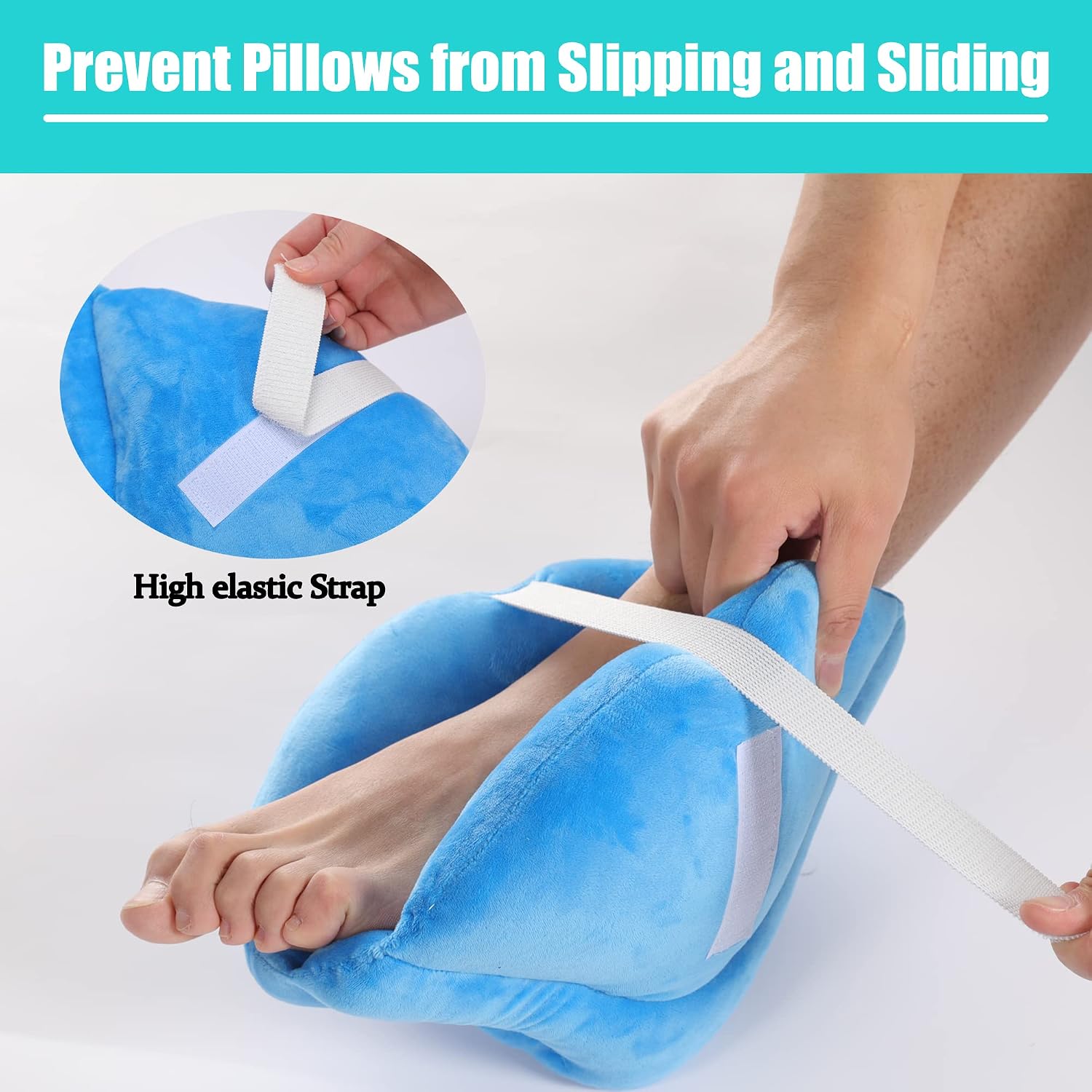 1 Piece Foot Support Pillow-Heel Cushion Protector Pillow for Relieveing Foot Pressure,Blue
