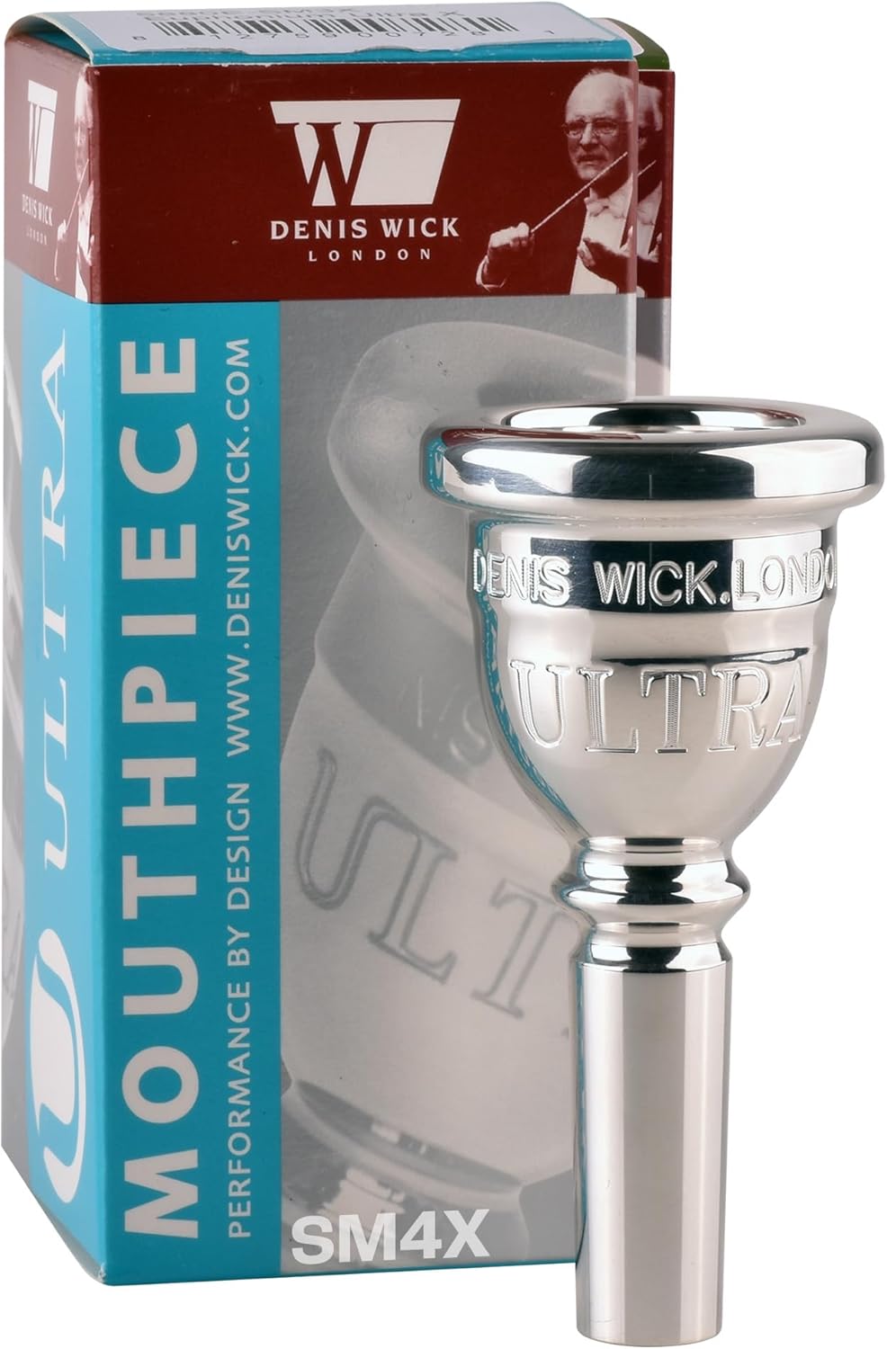 Denis Wick Steven Mead Ultra Euphonium Mouthpiece Silver Plated, SM3X - V-Type Backbore for Balanced Airflow & Tone - Large Shank Fitting Euphonium Accessories for Easy Articulation 26.4 x6.3x7.45mm