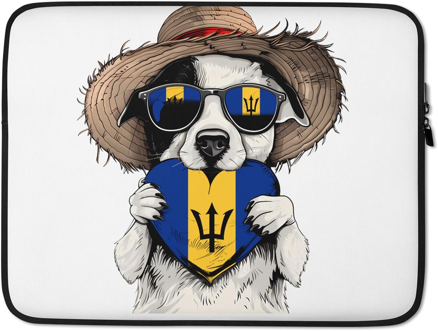 Bajan Roots Dog Heart Trident Barbados Flag Bajan Pride Graphic Laptop Sleeve image 5