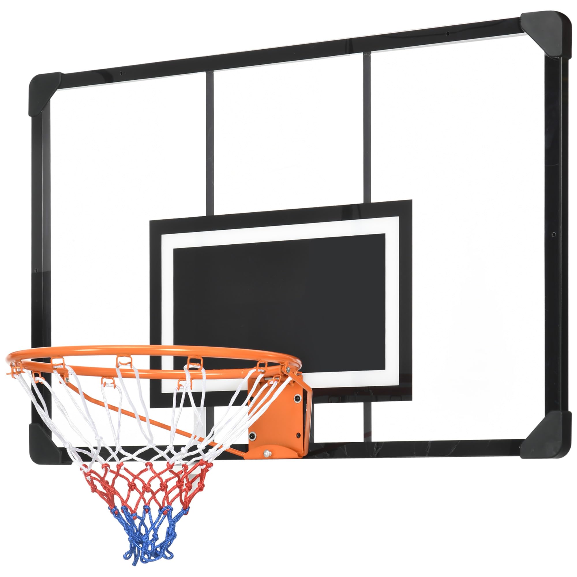 SPORTNOW Canasta de Baloncesto Aro de Baloncesto de Pared con Red y Marco de Acero Tablero de Baloncesto para Interior Exterior 113x61x73 cm Negro