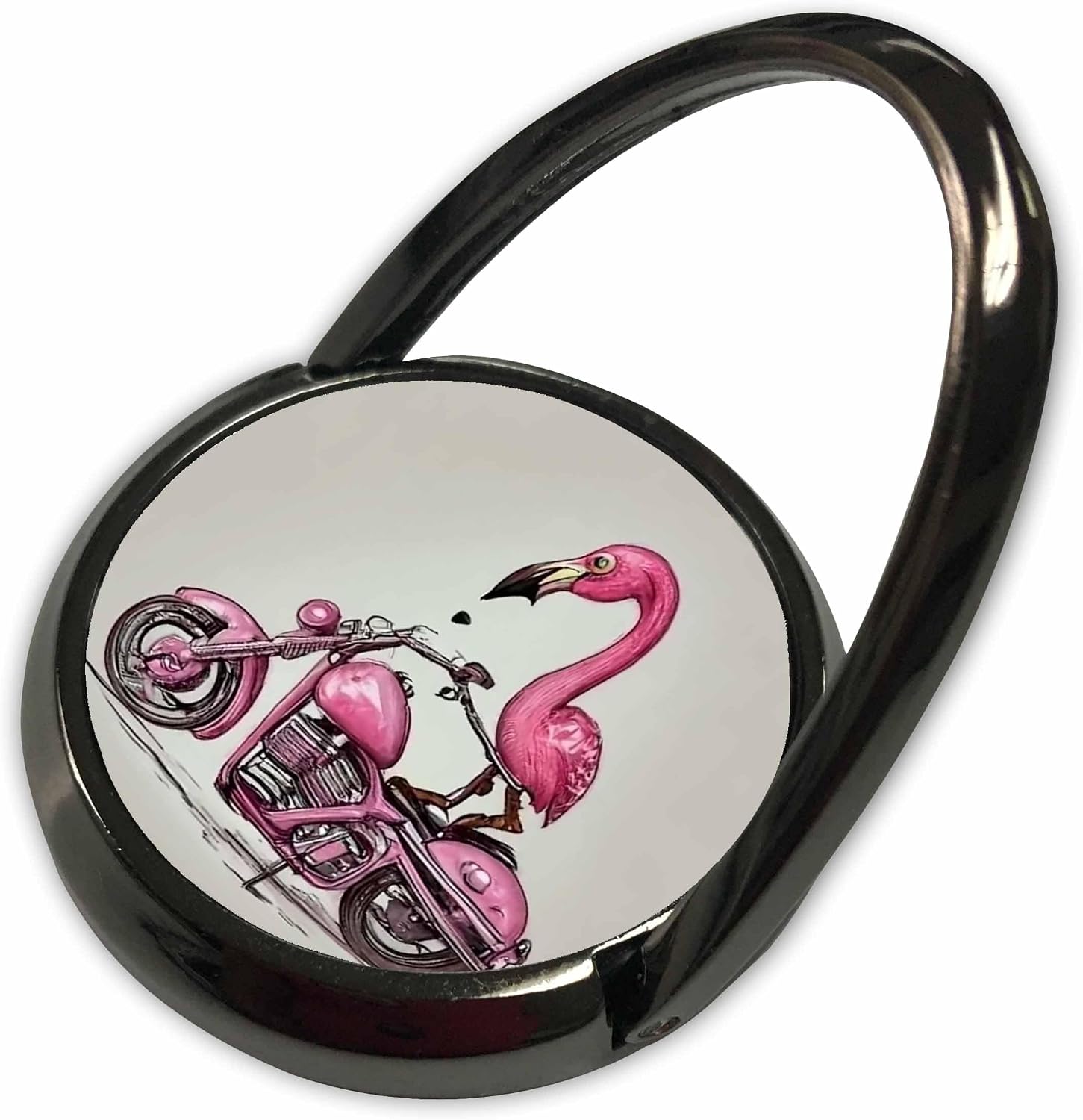 3dRose Funny Pink Flamingo Riding Motorcycle Biker Bird Steampunk Phone Ring