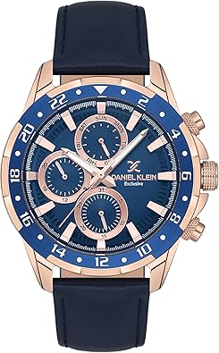 Daniel Klein, Watch for Men, Leather Mens Watch - Multifunction Wrist Watch for Men, Analog Wrist Watch, Luxury Watches for Men