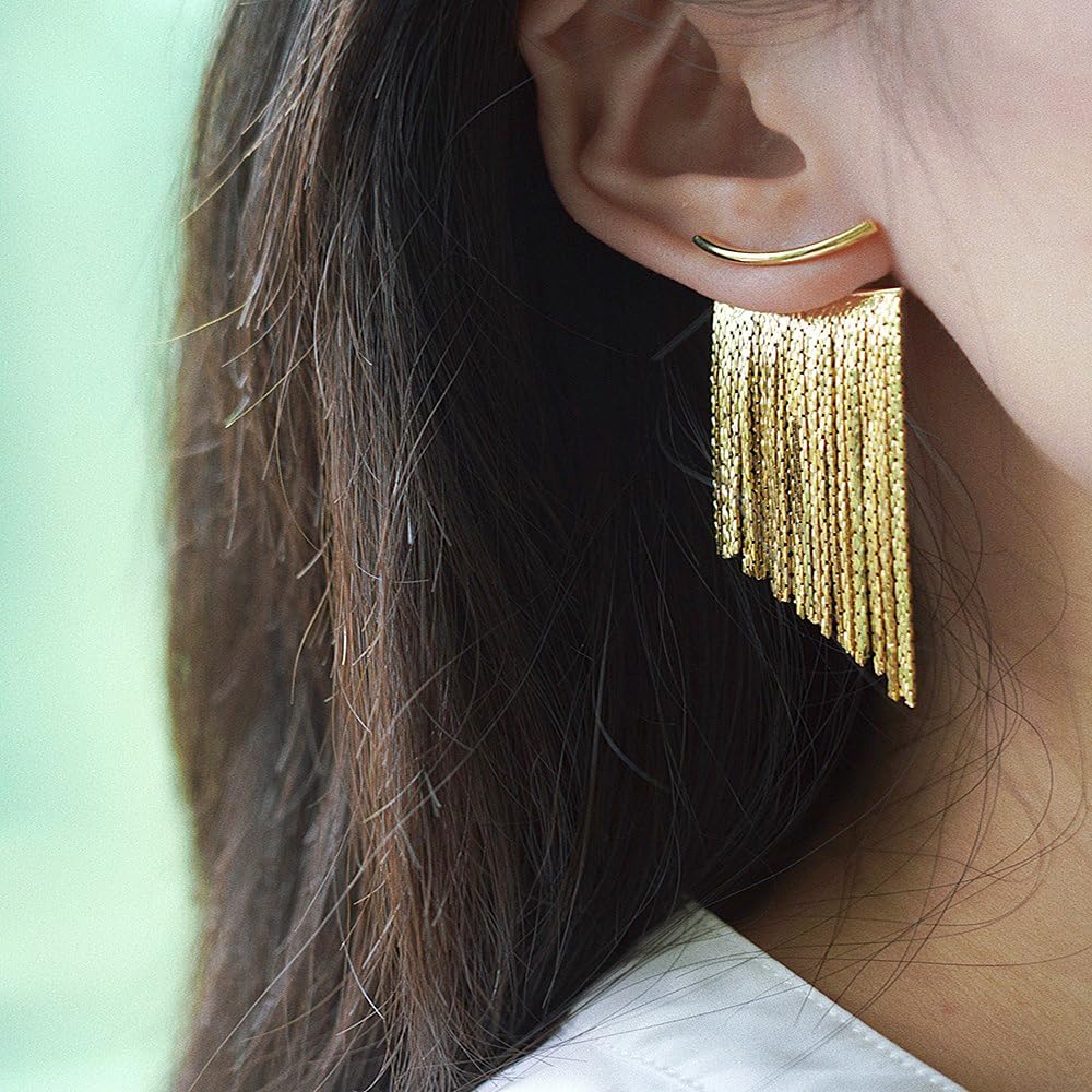 Fashion 14k Gold Tassel Drop Dangle Earrings for Women Boho Silver Long Fringe Dangling Earrings Statement Earrings Jewelry Gifts - Image 4