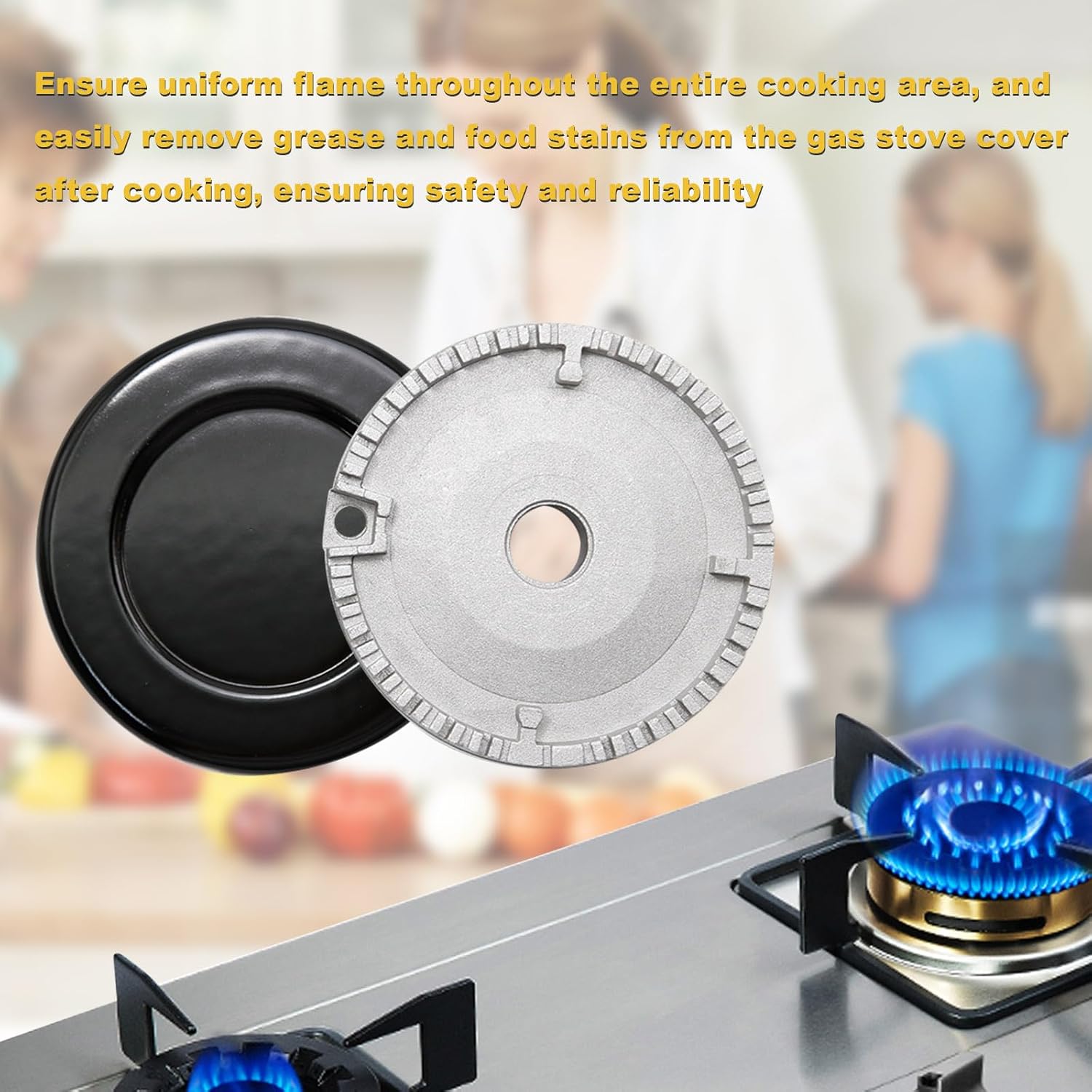 8 PCS Cooker Hat Set Stove Lid Upgraded Oven Gas Hob Burner Crown Flame Cap Gas Burner Flame Cap for Gas Stove Burners 2.17/2.91/3.94 Inch image 6 of 7 B0C5MMR8VL