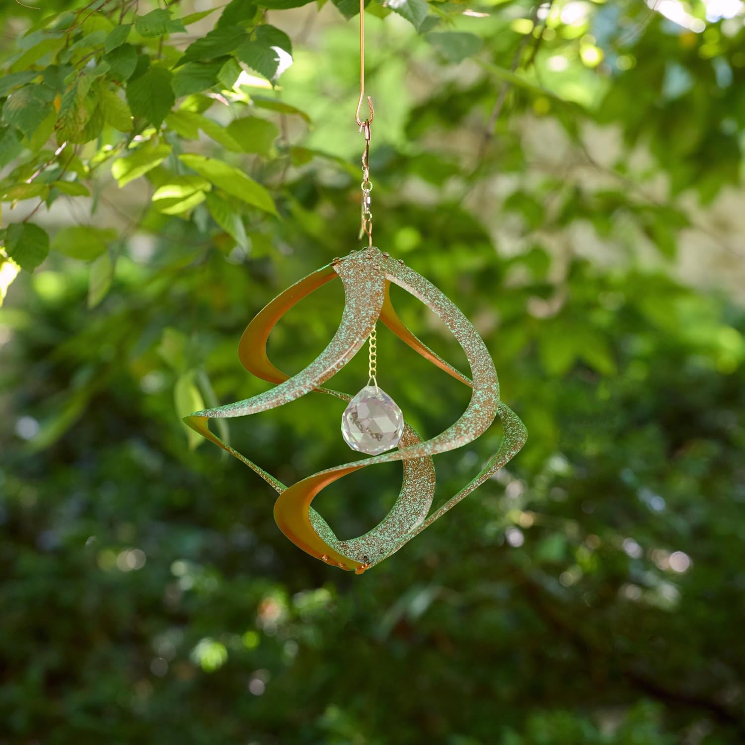 Red Carpet Studios The Original Helix Cosmix Wind Spinner Décor Hand-Crafted, 11-Inch, Verdi Gris