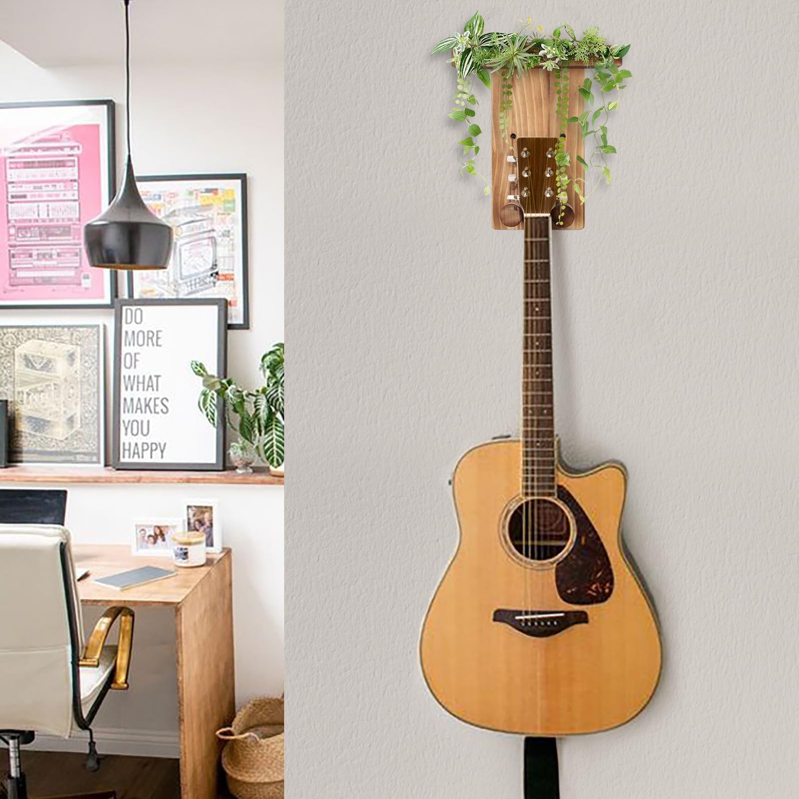 Soporte de Pared para Guitarra Juego de 3 (Marrón) | Colgador para Guitarra Acústica, Española, Bajo Eléctrico, Guitarra Eléctrica y Ukelele