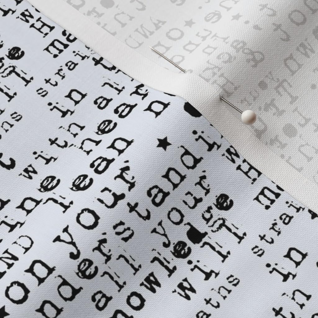 Spoonflower Fabric - Scripture Black Text Pale Blue Background Bible Typewriter Printed on Petal Signature Cotton Fabric by The Yard - Sewing Quilting Apparel Crafts Decor